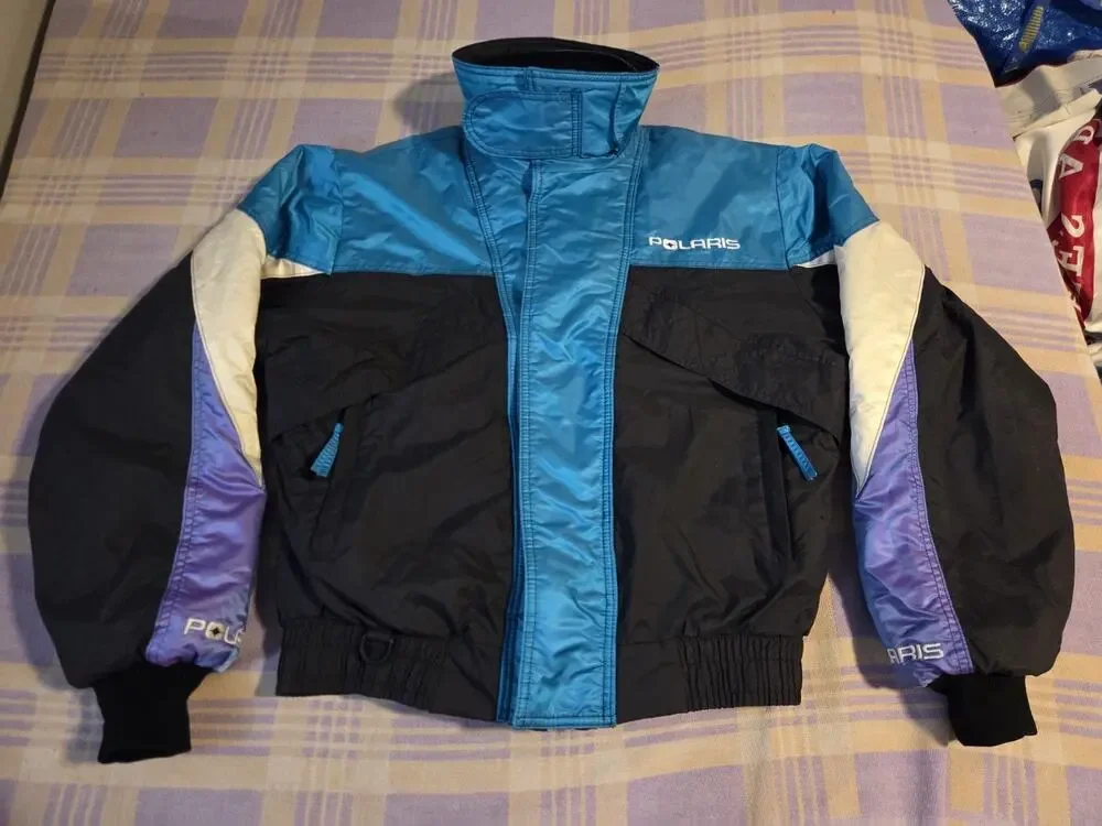 Vtg Polaris Jacket Mens Large Multicolor Ski Snowmobile Anorak Made USA 80s 90s